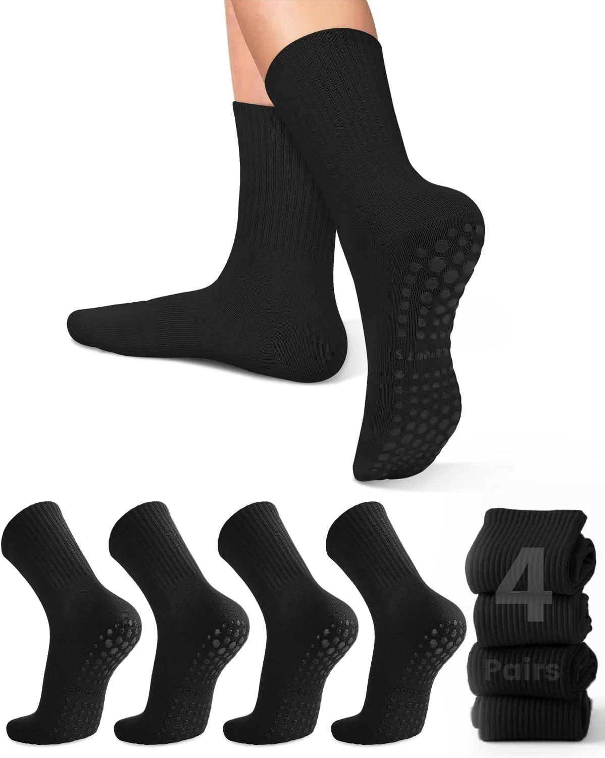Pilates & Yoga Elastic Band - 4 pairs of women's yoga socks,