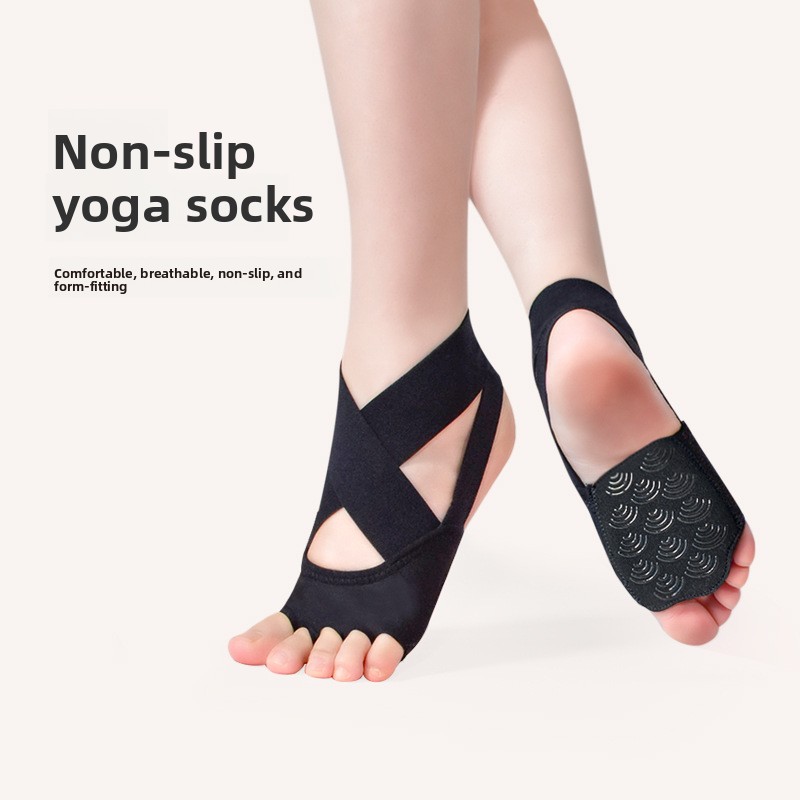 Pilates Yoga Footwear - Grip Yoga Socks with Open Toes