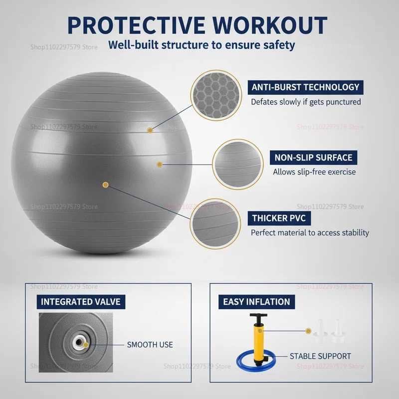 Anti-Burst Yoga Ball with Pump - Pilates Toning Ball ulasan dan harga