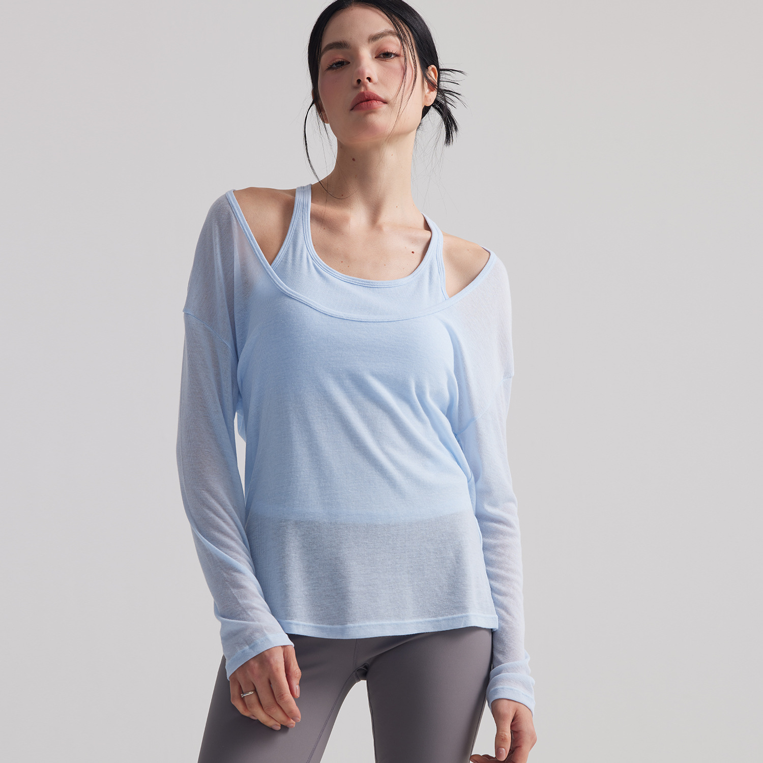 Women Loose Semi Sheer Long Sl - Pilates Yoga Fit ulasan dan harga