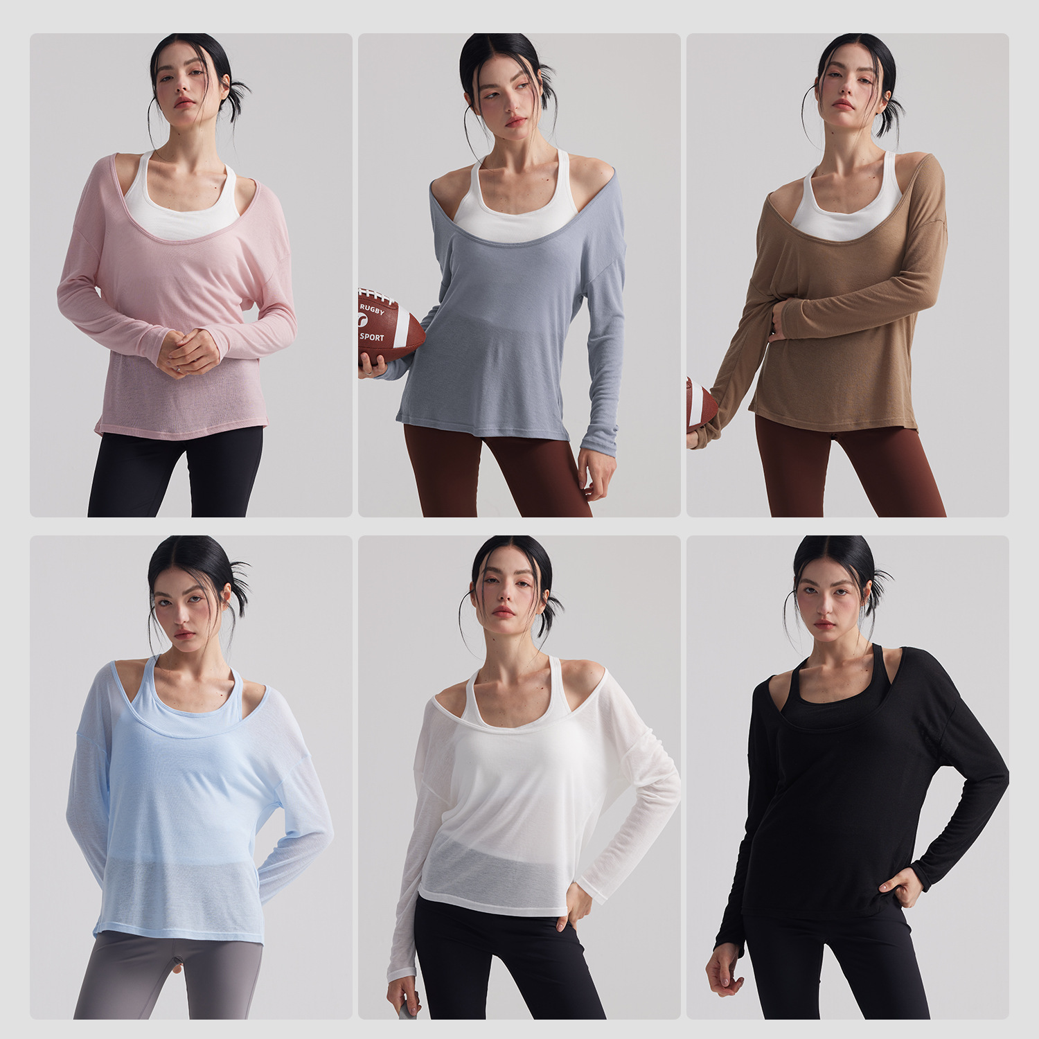 Women Loose Semi Sheer Long Sl - Pilates Yoga Fit ulasan dan harga
